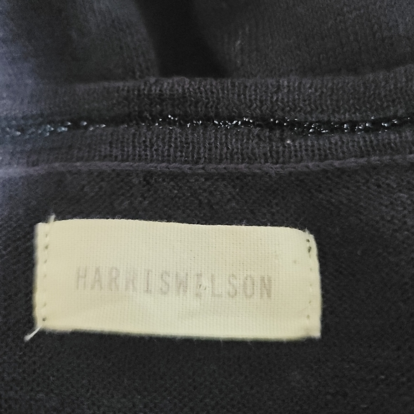 Harris Wilson Navy Blue Linen Knit V-neck Sweater Size Large Long Sleeve Logo . - Picture 14 of 15